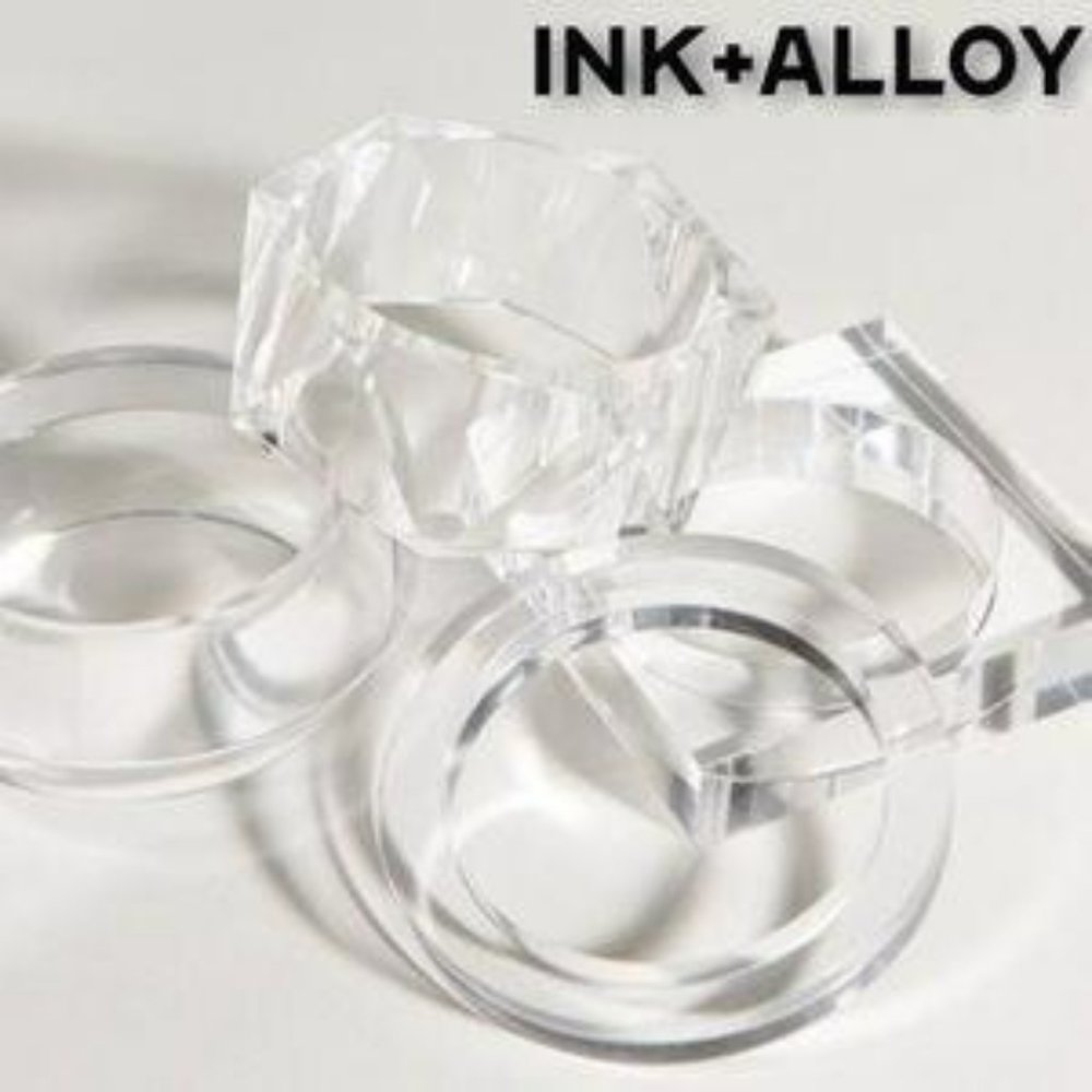 Set of 3 crystal clear Ink & Alloy brand lucite br
